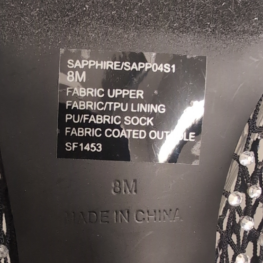 Glam Steve Madden Sapphire Rhinestone Mesh Over The Knee Boots in Black - Picture 2 of 2